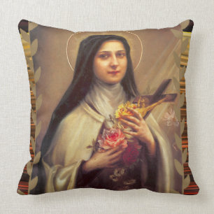 Coussin St Therese le petit crucifix de roses de fleur