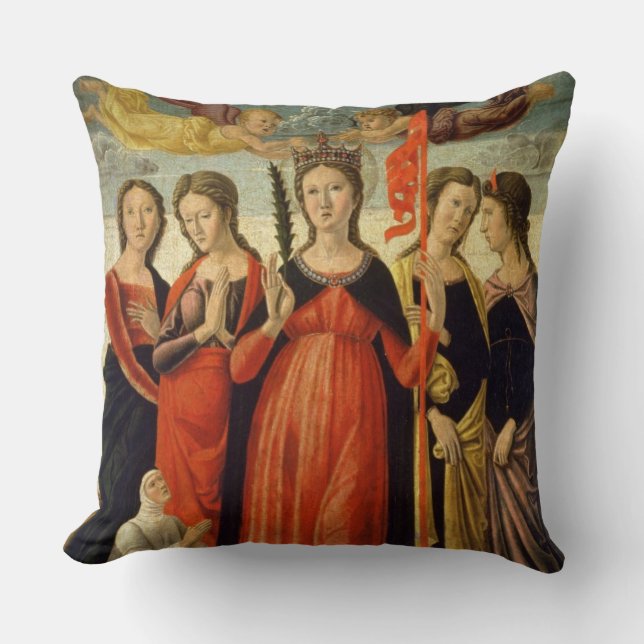 Coussin St Ursula et quatre saints (tempera sur le (Recto)