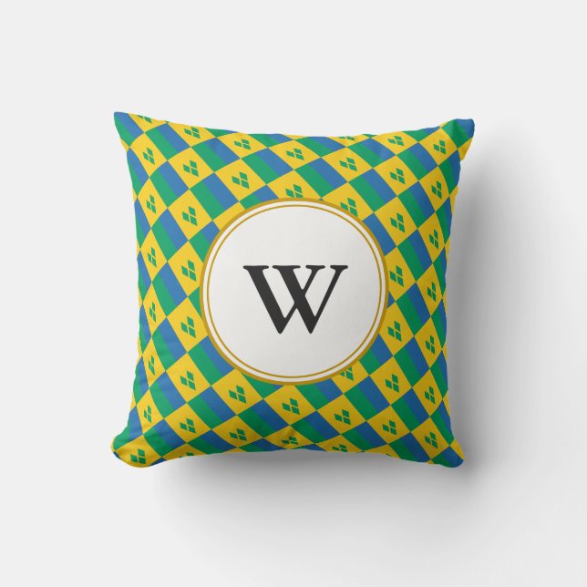 Coussin ST VINCENT GRENADINES Blessé Nation Monogramme (Recto)