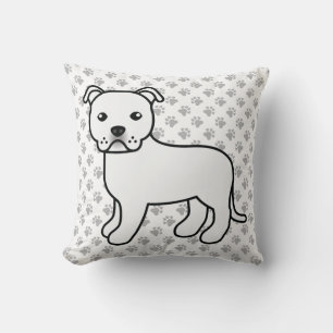 Coussin Staffie anglais blanc Chien de dessin animé mignon