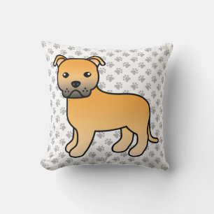 Coussin Staffie anglais fauve Chien de dessin animé mignon