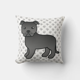 Coussin Staffie anglais noir Chien de dessin animé mignon