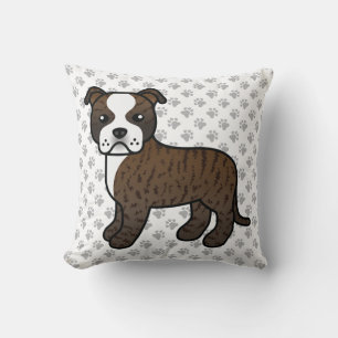 Coussin Staffie Bringé Et Blanc Chien De Dessin Animé Mign