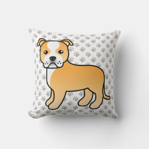 Coussin Staffie Fauve Et Blanc Chien De Dessin Animé Migno