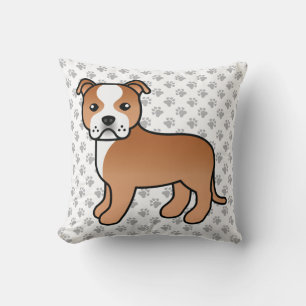 Coussin Staffie Rouge Et Blanc Chien De Dessin Animé Migno