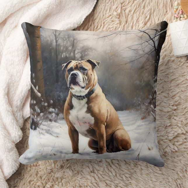 Coussin Staffordshire Bull Terrier Laisser neiger Noël (Couverture)