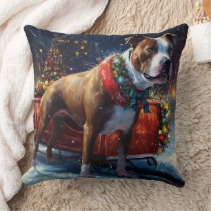 Coussin Staffordshire Bull Terrier Noël Festive