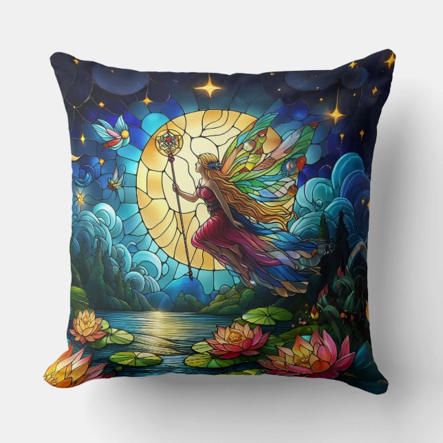 Coussin Stained Glass Moonlight Flight Fairy  (Recto)