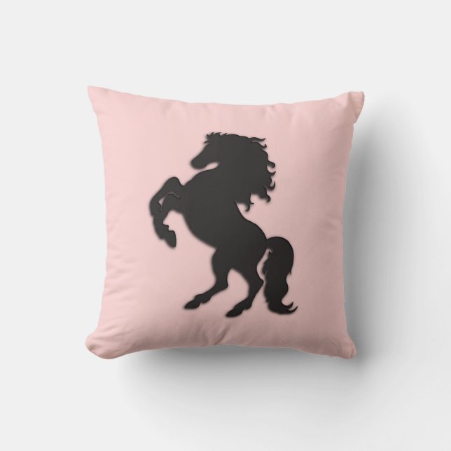 Coussin Stallion noir sur rose (Recto)