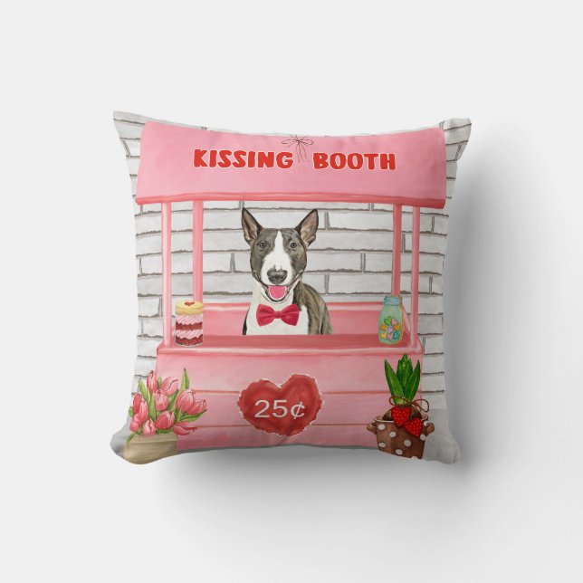 Coussin Stand de baisers de chien Bull Terrier pour la Sai (Recto)