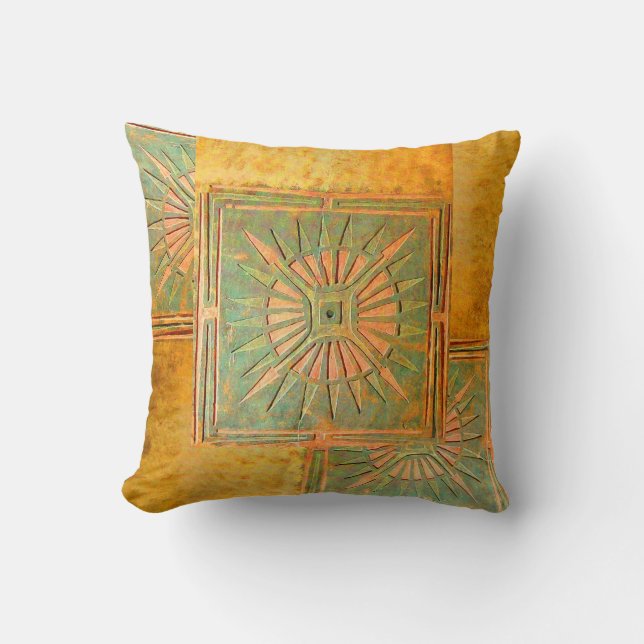 Coussin STAR DU MATIN jaune, vert, marron (Recto)