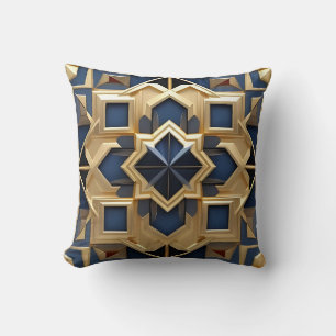 Coussin Star géométrique marine et or - Pilote à lancer Ma
