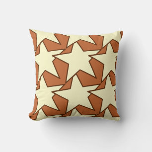 Coussin Star Géométrique moderne - crème et chameau tressé