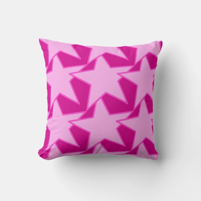 Coussin Star moderne géométrique - rose pâle et fuchsia (Recto)