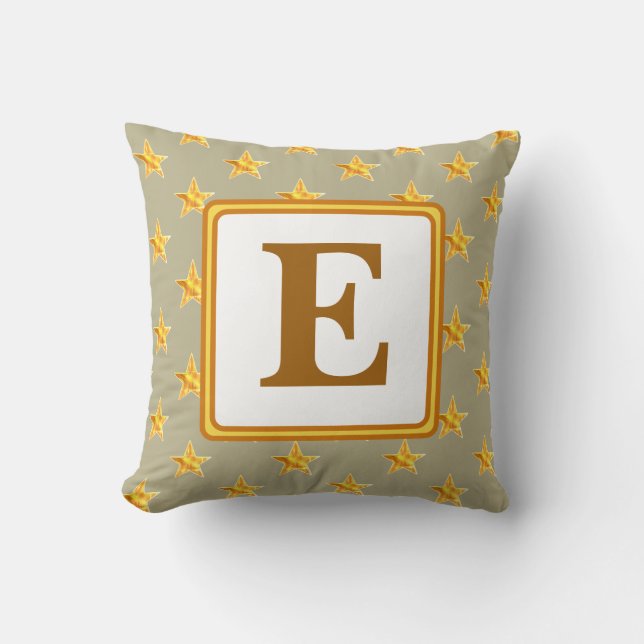 Coussin Star Monogram Initiale Décor d'origine jaune or (Recto)