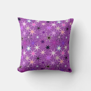 Coussin Starburst moderne imprimer, violet violet et orchi
