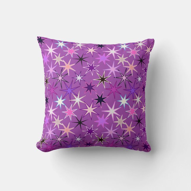 Coussin Starburst moderne imprimer, violet violet et orchi (Recto)