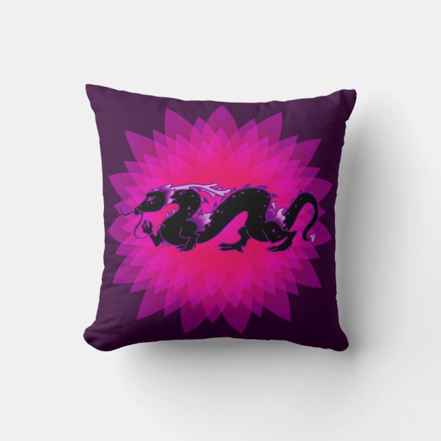 Coussin Starburst noir et pourpre de dragon de dragon (Recto)