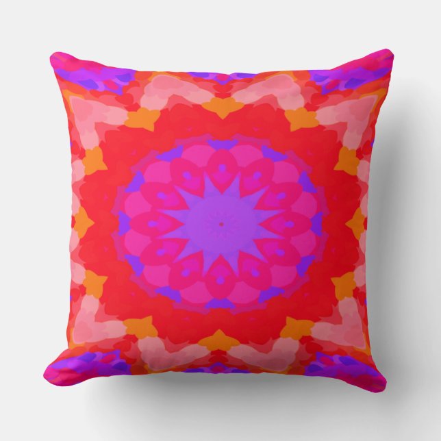 Coussin Starburst violet, rose et orange (Recto)