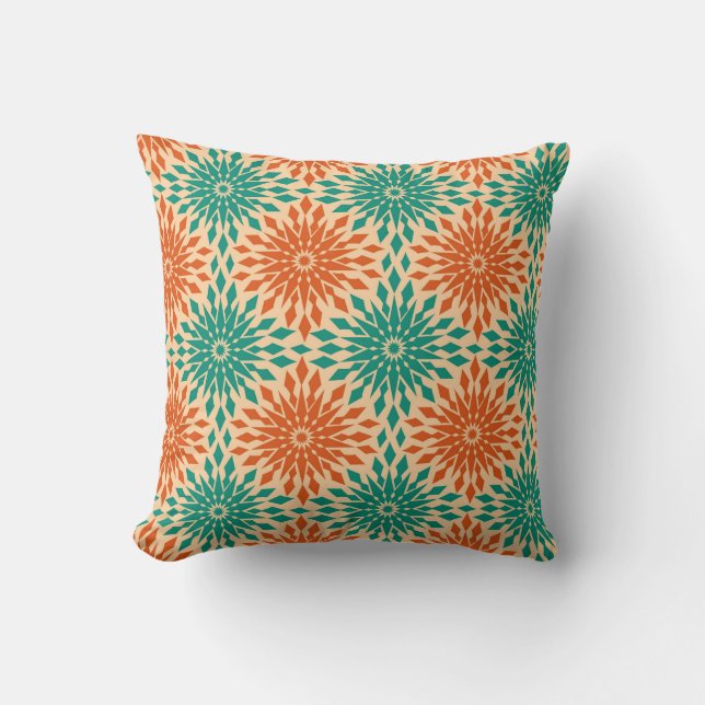 Coussin Starburt génial Teal et conception orange (Recto)