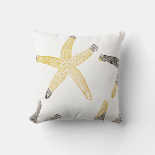 Coussin Starfish Beach Glittery Gold Black White 2023