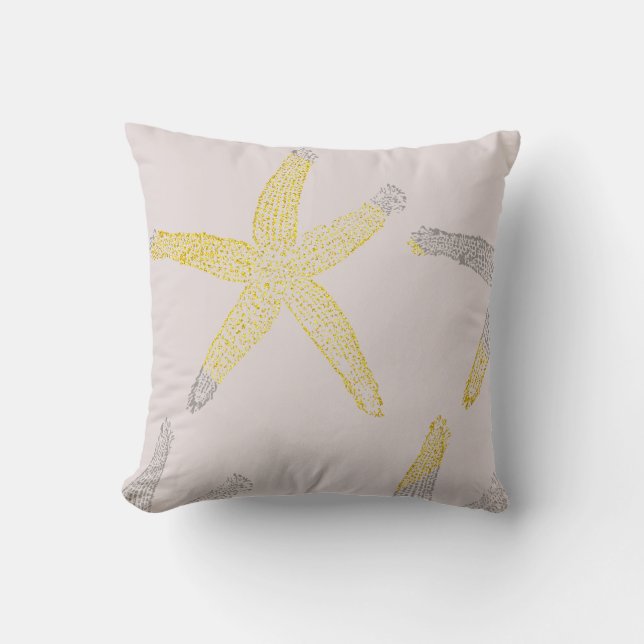 Coussin Starfish Beach Glittery Gold rose Grey Cadeau (Recto)