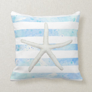 Coussin Starfish Beach Moderne Simple Grille Bleu et blanc