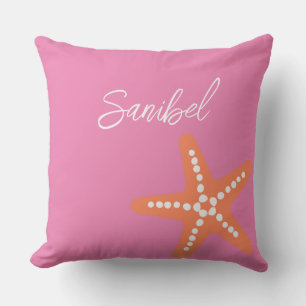 Coussin Starfish Beach Nom Ocean Preppy Decor rose orange