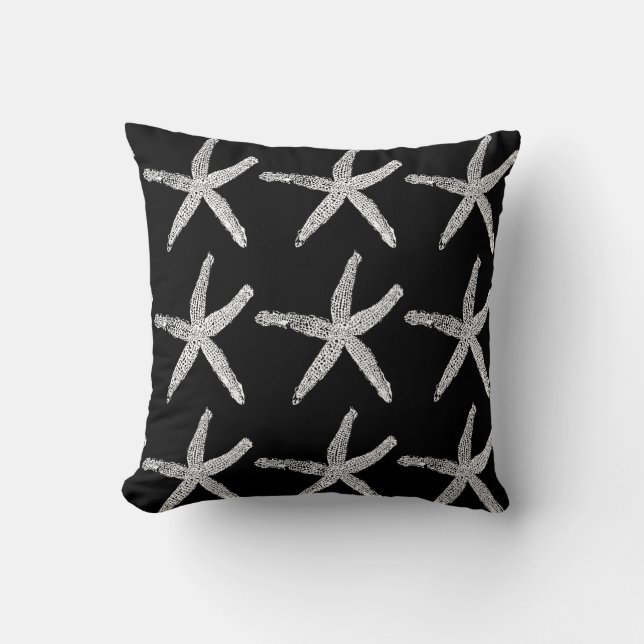 Coussin Starfish Black Blanc Double Couleurs Personnalisée (Recto)