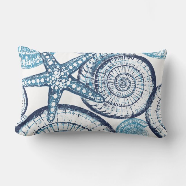 Coussin Starfish Blue White Lumbar (Recto)