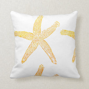 Coussin Starfish Motif Beach Thème Golden Jaune Blanc