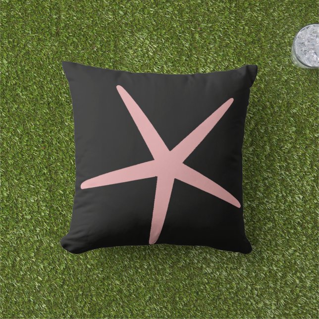 Coussin Starfish Nautique Plage Coral rose noir Personnali (Herbe)
