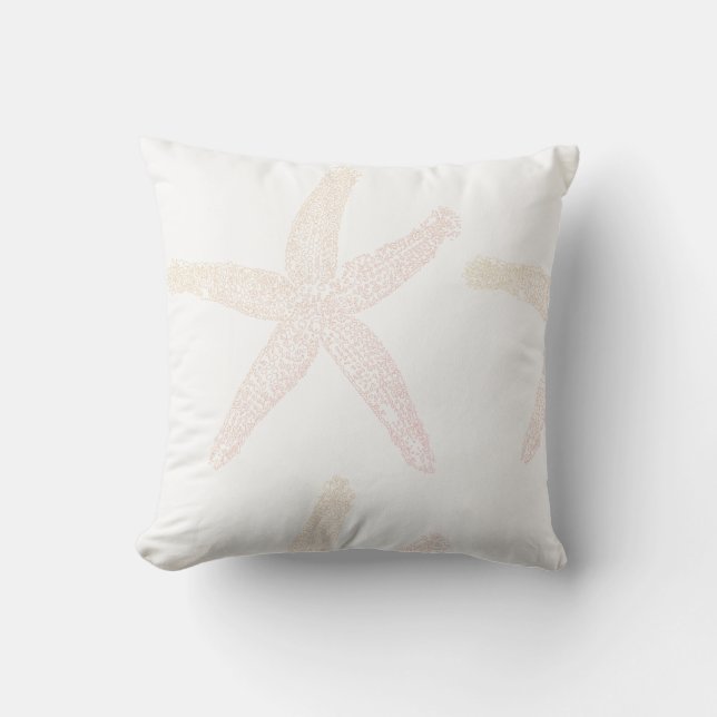 Coussin Starfish Plage Côtière Blanc Lumière Pastel Orange (Recto)