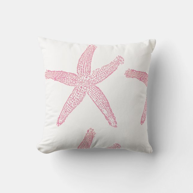 Coussin Starfish Plage Côtière Thème Rose Blanc Cute Girl (Recto)