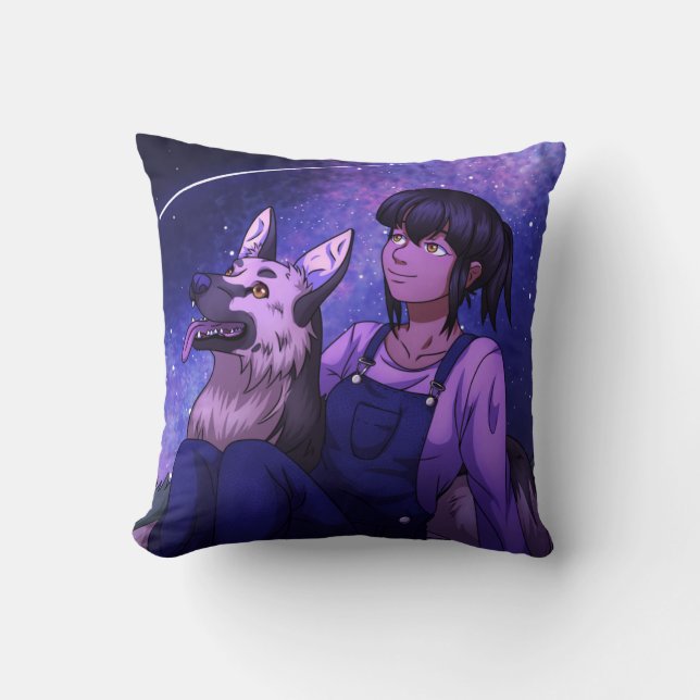 Coussin Stargazing avec un chien (Recto)