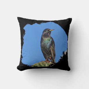 Coussin Starling Saguaro Cactus Beau Oiseau du Sud-Ouest
