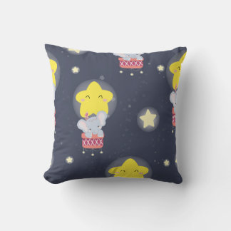 Coussin Starry Balloon Elephant Adventure