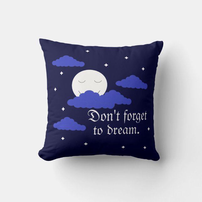 Coussin Starry Moon with Clouds: Dark Blue (Recto)