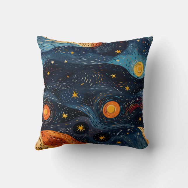 Coussin "Starry Night Blue and Orange (Verso)