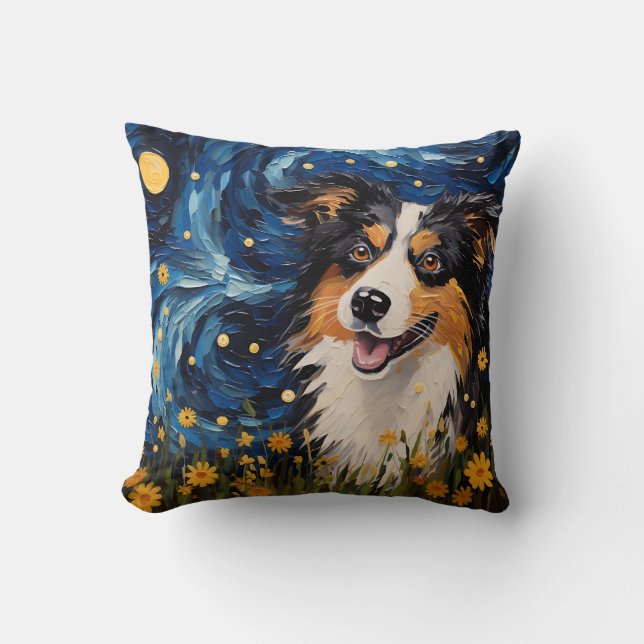 Coussin Starry Night Canine Dreamscape - Van Gogh Inspiré (Recto)