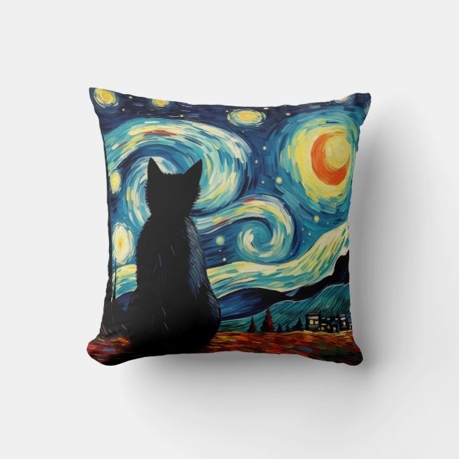 Coussin Starry Night Cat (Recto)