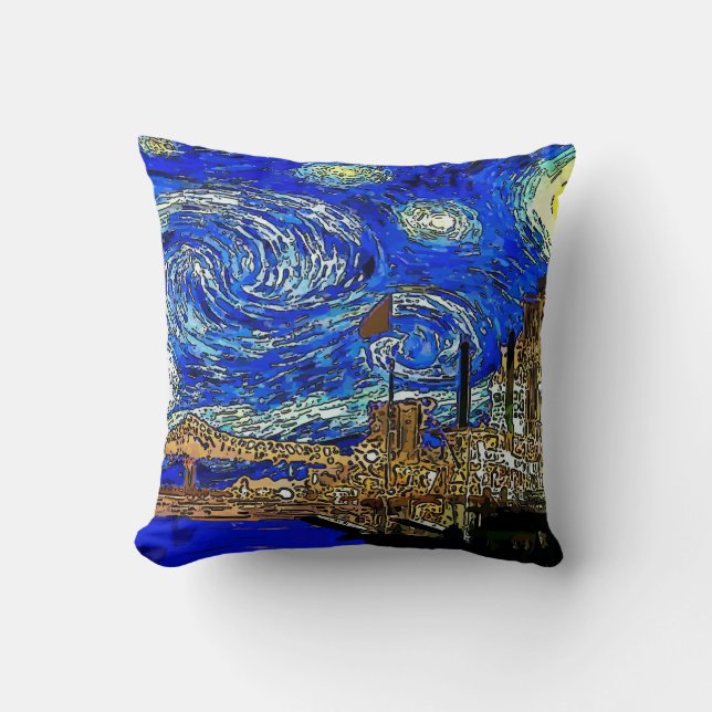 Coussin Starry Night Crescent City (Recto)