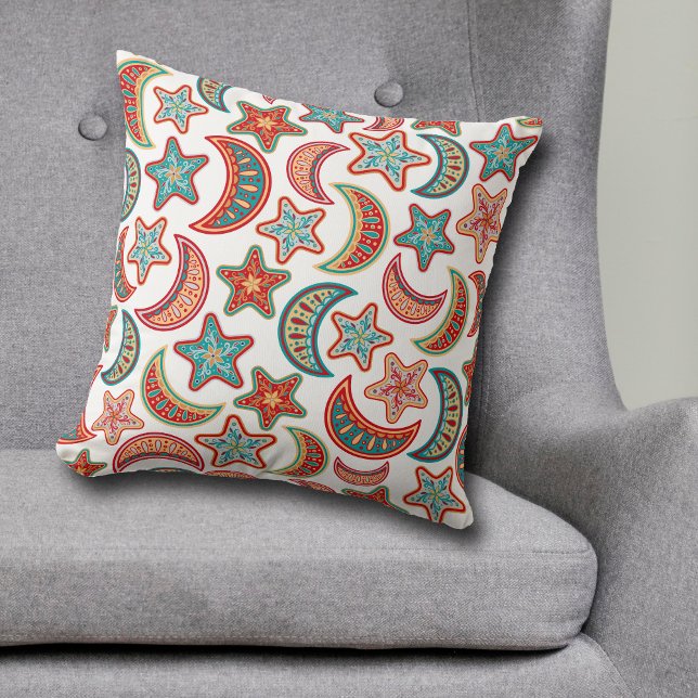 Coussin Stars d'art populaire et Motif de lune (Créateur téléchargé)