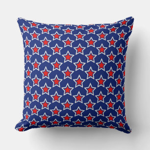 COUSSIN STARS ET STRIPES BLEUS BLANCS ROUGES PATRIOTIQUES
