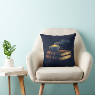 Coussin Stars magiques et café avec livres