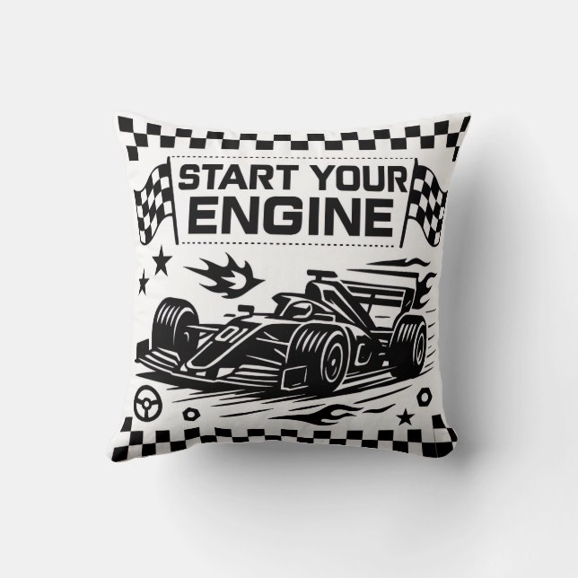 Coussin Start Your Engine Throw Pillow Gift for Racing Lov (Verso)