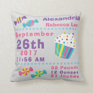 Coussin Stat sucrée de naissance de festins de bonbons à