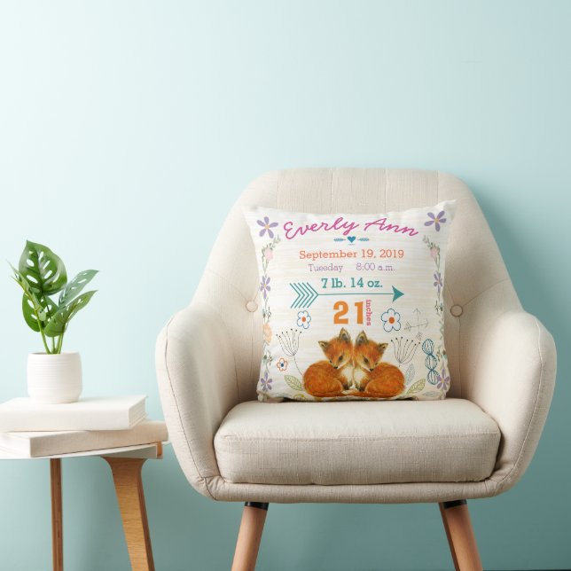 Coussin Statistiques de naissance Bébé fille Créatures de  (Chaise)