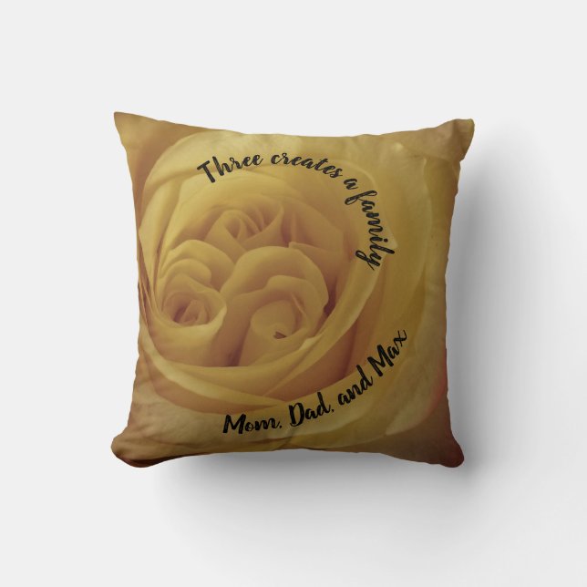 Coussin Statistiques de naissance Bébé Photo de Rose Jaune (Recto)
