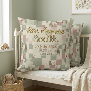 Coussin Statistiques de naissance d'animaux des bois Pat